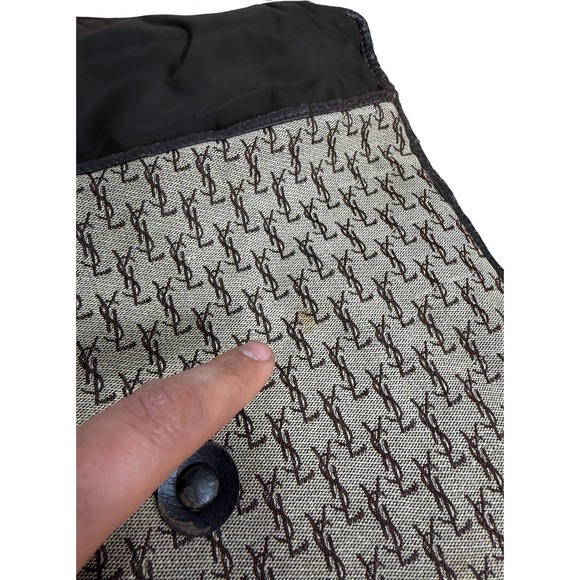 Vintage Yves Saint Laurent YSL Monogram Canvas Pouch Portfolio Clutch Brown - Picture 7 of 14